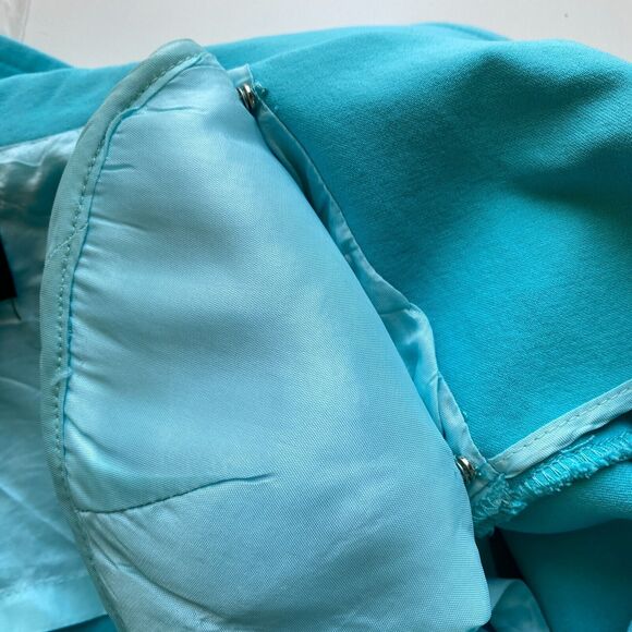 Nina McLemore Turquoise Blazer Jacket Women Size 8 Open Front Stretch - Picture 15 of 15